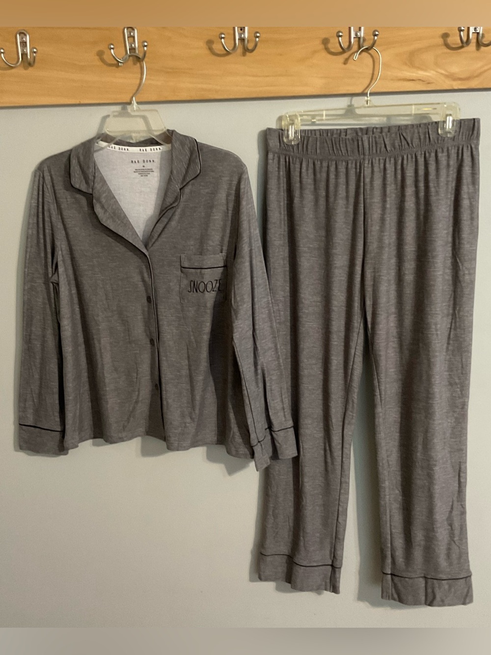 Rae Dunn Gray Pajama Set - Button Front Top & Elastic Waist Pants